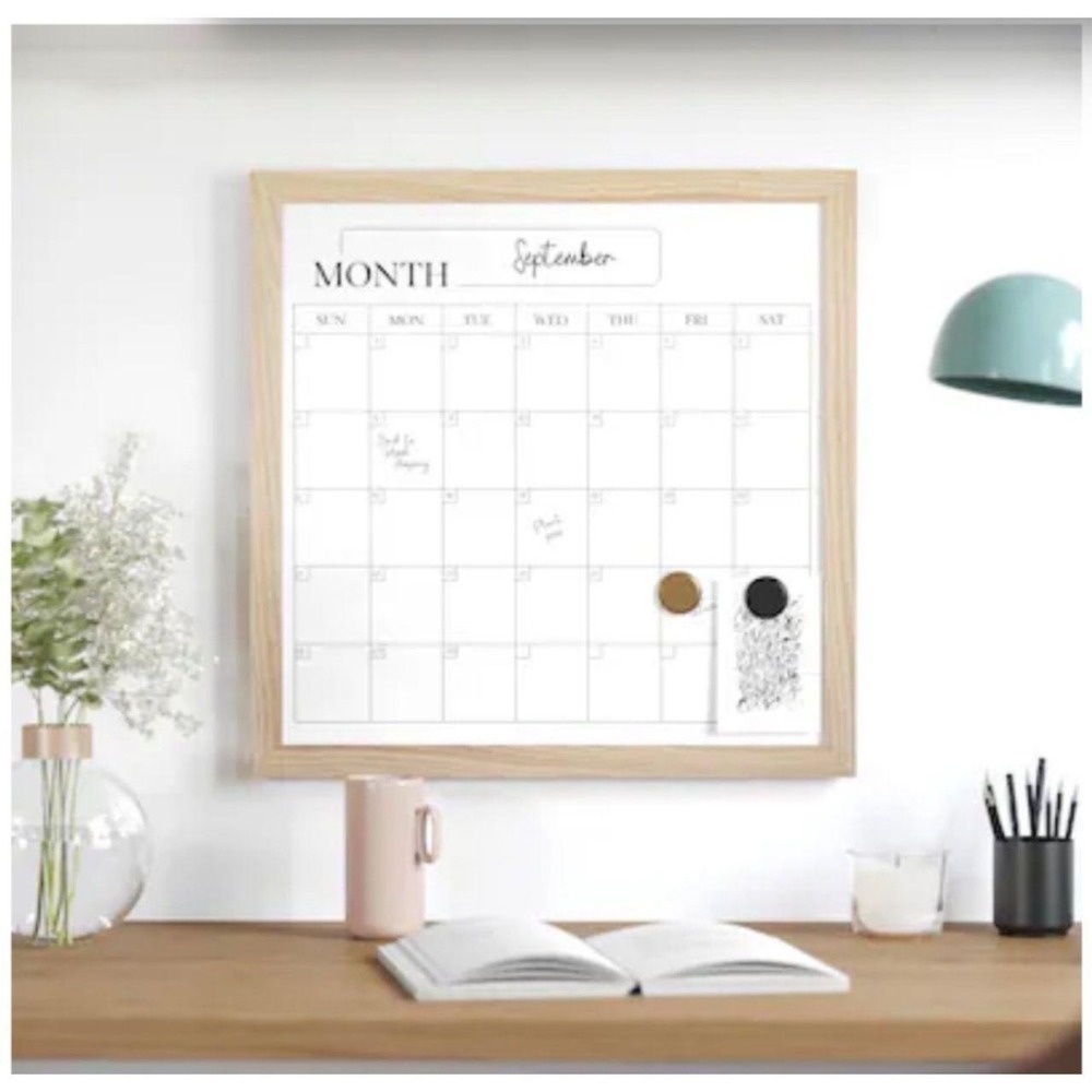 Martha Stewart Magnetic Dry Erase Calendar Whiteboard Light Natural Woodgrain